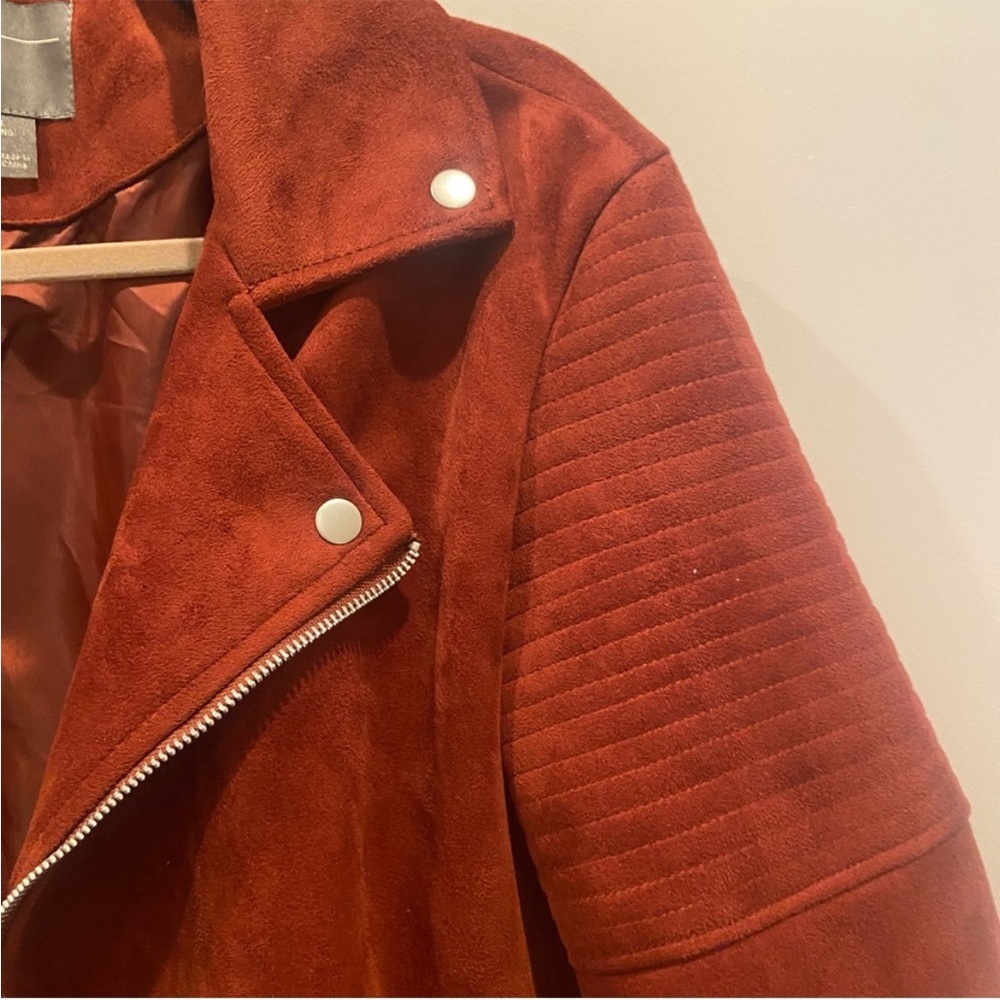 ASOS Rust Red Suede Biker Jacket - Picture 7 of 10